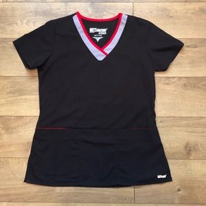 Greys Anatomy Black/Red Scrub Top